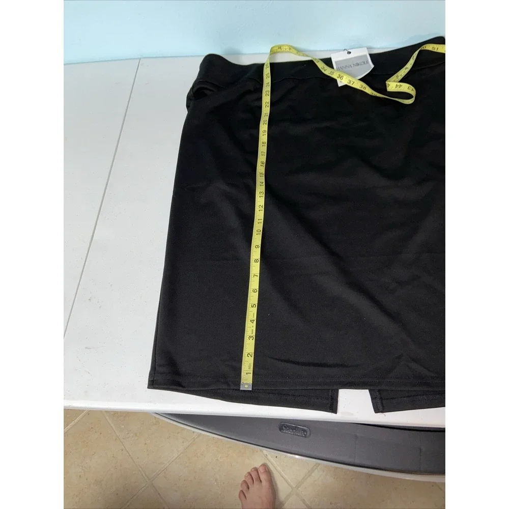 Hanna Nikole Black Plus Size Pencil Skirt 22W Knee Length Back Slit NWT